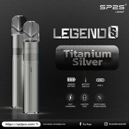 【SP2S Legend S 傳奇版主機】  SP2鈦發光主機全新升級版煙桿-兩檔調節8/9W-底部發光💥 通配一代lana/Sp2s/ilia等一代煙彈-VAKA糖果雲煙館