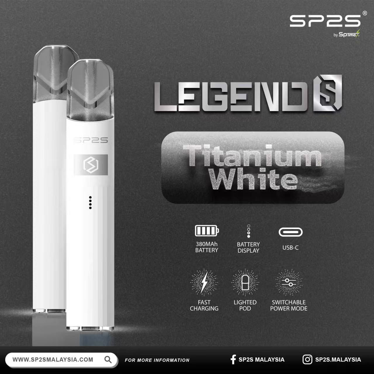 【SP2S Legend S 傳奇版主機】  SP2鈦發光主機全新升級版煙桿-兩檔調節8/9W-底部發光💥 通配一代lana/Sp2s/ilia等一代煙彈-VAKA糖果雲煙館