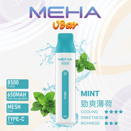 【MEHA魅嗨8500口拋棄式】 一次性8500口puffs電子煙/新款魅嗨小白條電子煙-VAKA糖果雲煙館