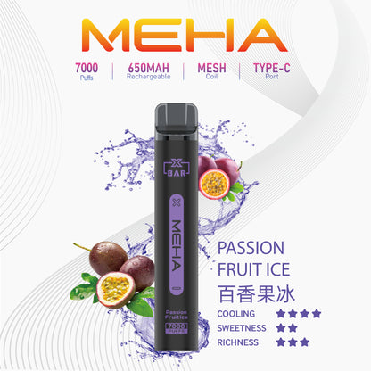 魅嗨MEHA X BAR小黑條 7000口一次性電子煙｜原廠正品｜大容量一次性拋棄式｜16種口味-VAKA糖果雲煙館