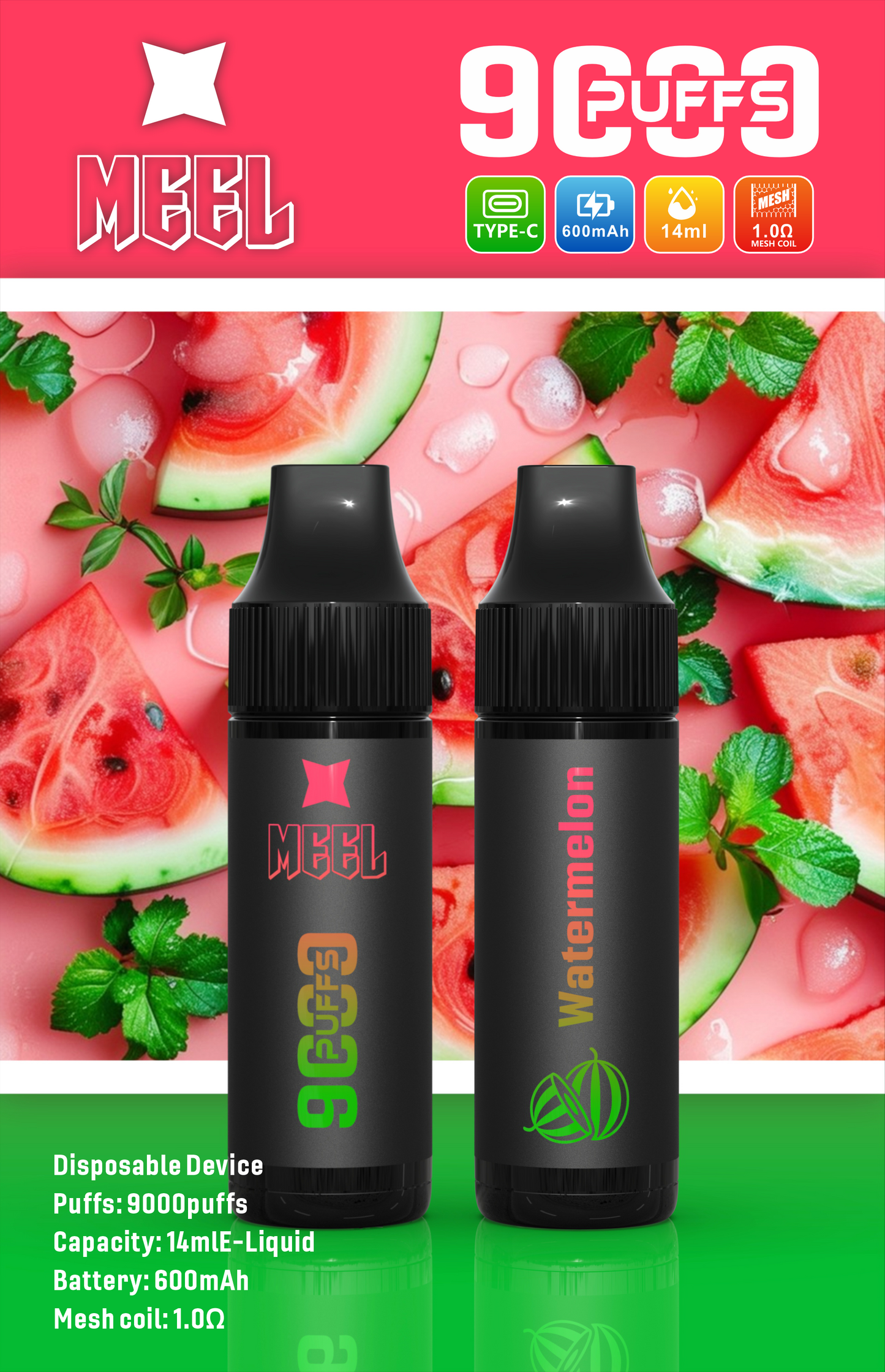 Meel 9000口拋棄式 新款puffs電子煙 9種口味-VAKA糖果雲煙館